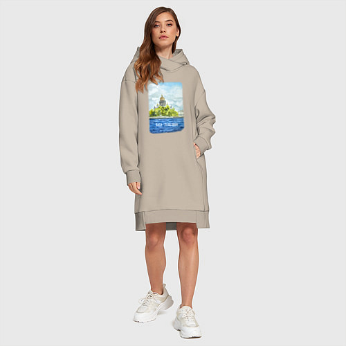 Женская толстовка-платье Акварель Исаакиевский Собор с надписью Питер - это / Миндальный – фото 4