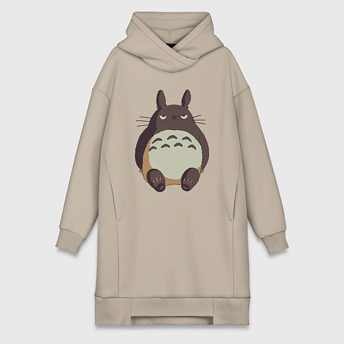 Женская толстовка-платье Суровый Тоторо / Миндальный – фото 1
