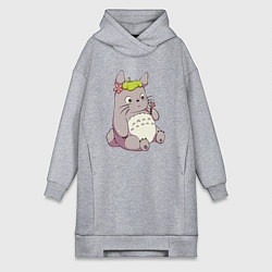 Женское худи-платье Малыш Тоторо, цвет: меланж