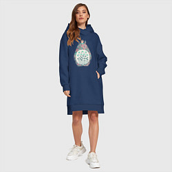 Женское худи-платье Цветочный Тоторо, цвет: тёмно-синий — фото 2
