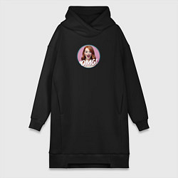 Женское худи-платье Эмма Стоун шок, цвет: черный