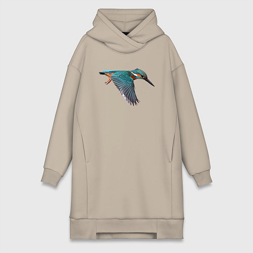 Женская толстовка-платье Зимородок летит / Миндальный – фото 1