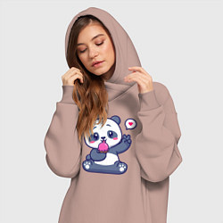 Женское худи-платье Ice cream panda, цвет: пыльно-розовый — фото 2