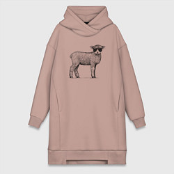 Женское худи-платье Ягненок в кепке, цвет: пыльно-розовый