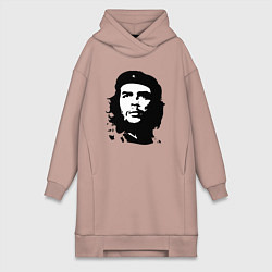 Женское худи-платье Черно-белый силуэт Че Гевара, цвет: пыльно-розовый