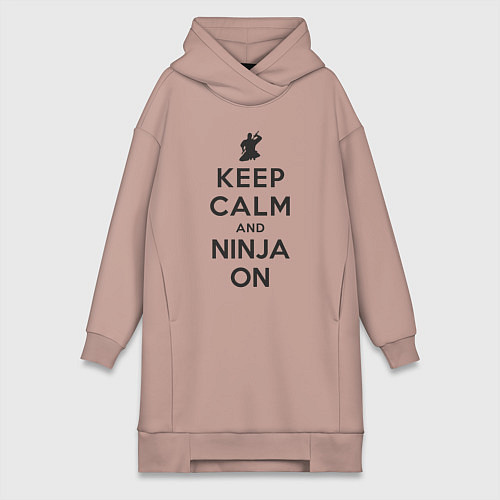 Женская толстовка-платье Keep calm and ninja on / Пыльно-розовый – фото 1