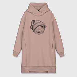 Женское худи-платье Новогодняя овечка, цвет: пыльно-розовый