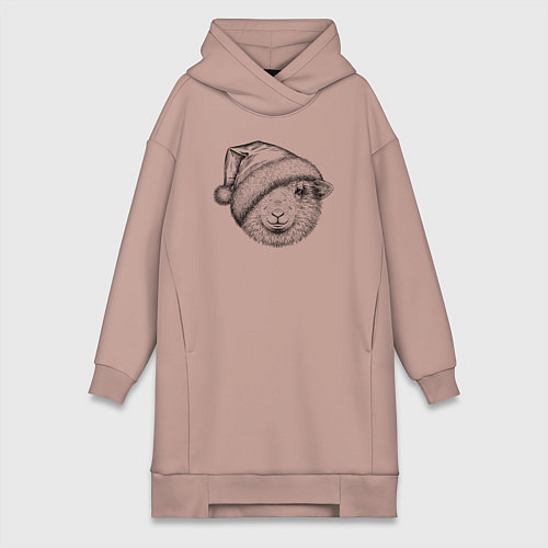 Женская толстовка-платье Новогодняя овечка / Пыльно-розовый – фото 1