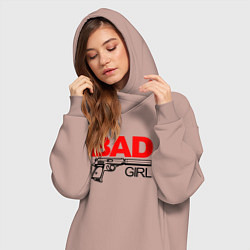 Женское худи-платье Bad girl with gun, цвет: пыльно-розовый — фото 2