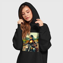 Женское худи-платье Mona Lisa on a motorcycle - ai art, цвет: черный — фото 2
