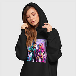 Женское худи-платье Barbie and Ken Voxel ai art Minecraft 2099, цвет: черный — фото 2