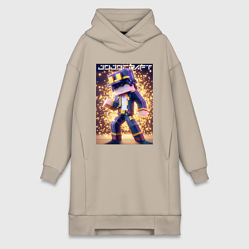 Женская толстовка-платье Jojo and Minecraft - collaboration ai art / Миндальный – фото 1