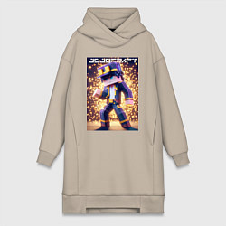 Женское худи-платье Jojo and Minecraft - collaboration ai art, цвет: миндальный