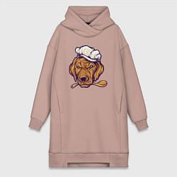 Женское худи-платье Chef dog, цвет: пыльно-розовый