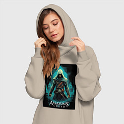 Женское худи-платье Assassins creed изумрудный туман, цвет: миндальный — фото 2