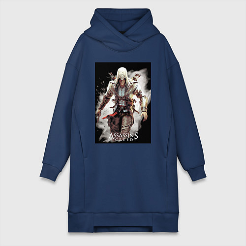 Женская толстовка-платье Assassins creed белый туман / Тёмно-синий – фото 1