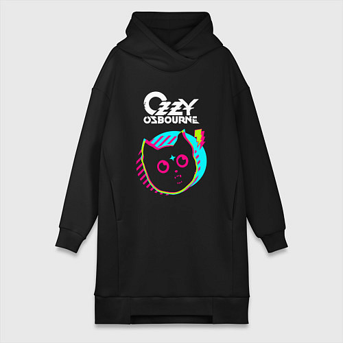 Женская толстовка-платье Ozzy Osbourne rock star cat / Черный – фото 1