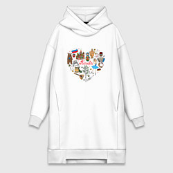 Женское худи-платье Россия турист, цвет: белый