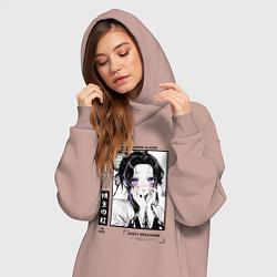 Женское худи-платье Шинобу - Клинок рассекающий демонов, цвет: пыльно-розовый — фото 2