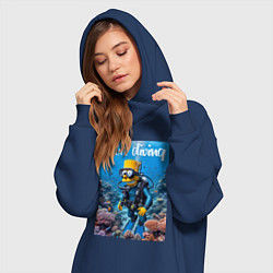 Женское худи-платье Барт дайвинг - нейросеть, цвет: тёмно-синий — фото 2