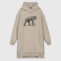 Женское худи-платье Новогодняя обезьяна, цвет: миндальный