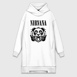 Женское худи-платье Nirvana - rock panda, цвет: белый