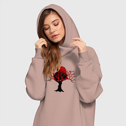 Женское худи-платье Запутавшееся в ветвях сердце, цвет: пыльно-розовый — фото 2