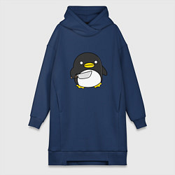 Женское худи-платье Линукс пингвин, цвет: тёмно-синий