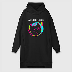 Женское худи-платье Architects rock star cat, цвет: черный