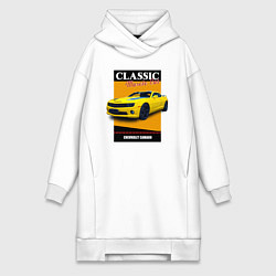 Женское худи-платье Спорткар Chevrolet Camaro, цвет: белый