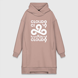 Женское худи-платье Cloud9 - in logo, цвет: пыльно-розовый