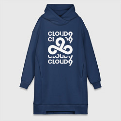 Женское худи-платье Cloud9 - in logo, цвет: тёмно-синий