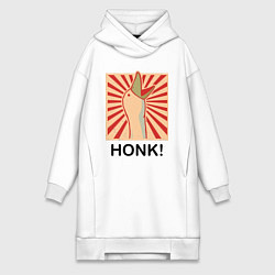Женское худи-платье Гусь honk, цвет: белый