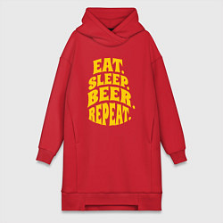 Женская толстовка-платье Еда сон пивко