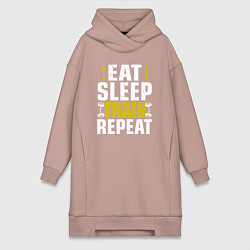 Женское худи-платье Eat sleep train, цвет: пыльно-розовый