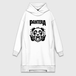 Женское худи-платье Pantera - rock panda, цвет: белый