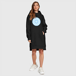 Женское худи-платье Круг из окружностей с кружочками, цвет: черный — фото 2