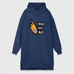 Женское худи-платье Kiss my ace volleyball, цвет: тёмно-синий