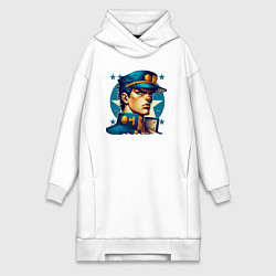 Женское худи-платье Jojo - Jotaro Kujo ai art, цвет: белый