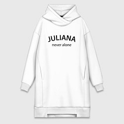 Женское худи-платье Juliana never alone - motto, цвет: белый