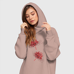 Женское худи-платье Токийский гуль Паучья лилия, цвет: пыльно-розовый — фото 2