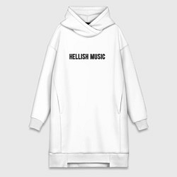 Женское худи-платье Hellish music, цвет: белый
