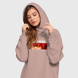 Женское худи-платье Глаза Макимы - Человек бензопила, цвет: пыльно-розовый — фото 2