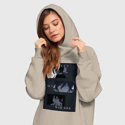 Женское худи-платье Глаза бога войны, цвет: миндальный — фото 2