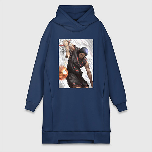 Женская толстовка-платье Баскетбол Куроко Дайки Аоминэ / Тёмно-синий – фото 1