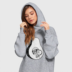 Женское худи-платье Космонавт и авокадо, цвет: меланж — фото 2