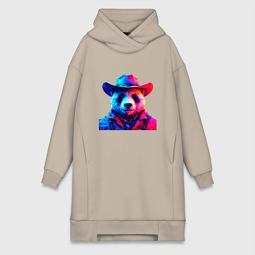 Женская толстовка-платье Панда ковбой / Миндальный – фото 1