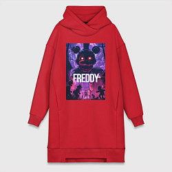 Женское худи-платье Freddy - мишка Фредди, цвет: красный