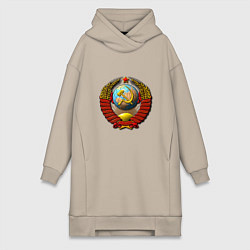 Женское худи-платье Герб хорошей страны ссср, цвет: миндальный