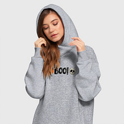 Женское худи-платье Тыква и череп: хэллоуинская страшилка, цвет: меланж — фото 2